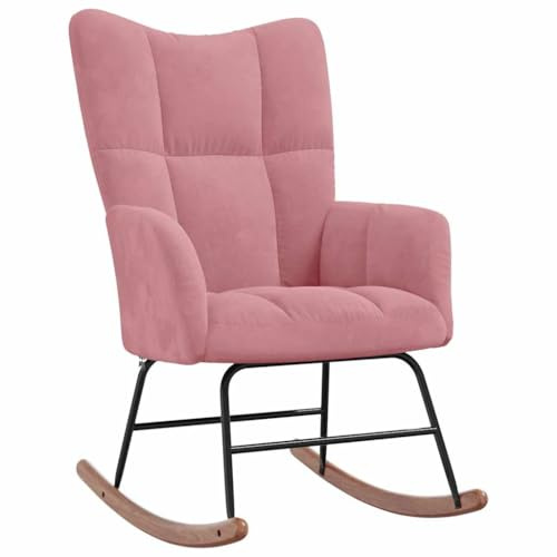 vidaXL Schaukelstuhl Relaxstuhl Schaukelsessel Schwingsessel Ruhesessel Relaxsessel Schwingstuhl Polsterstuhl Polstersessel Sessel Rosa Samt