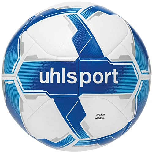 uhlsport Fussball ATTACK ADDGLUE Fussball Soccer Spielball Trainingsball - mit neuer ADDGLUE-Technologie - Weiß/Royal/Blau - für Jugend und Aktive - FIFA BASIC, 4
