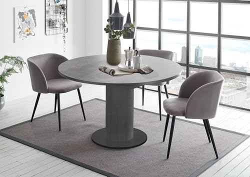 58 aufm Kessel Esstisch Rund ausziehbar Edda 5 130 x 130 x 78 Küchentisch Graphit/Keramik Dunkel 13543-130