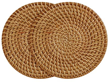 Natural Handmade Woven Bamboo Rattan Coasters,Non-Slip Round Straw for Tea cup Wicker Cup Base Plates & Dishes Insulated Hot Pads,Home Kitchen Living Coffee Drinks Decor Accessories,13CM 2Pcs