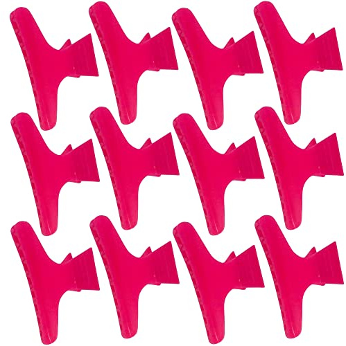 Professional Hairdresser's Pink Butterfly Hair Clips (x12) - Ideal hair accessories for women or men. Perfect for use whilst sectioning or drying hair. Strong jaws hold the hair firmly.