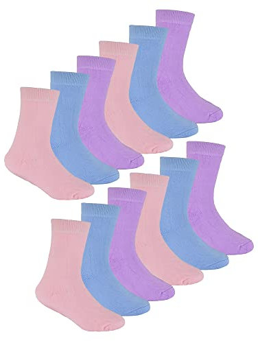 12 Pair Multipack Kids Thermal Socks | Sock Snob | Childrens Thick Socks for Winter | Boys & Girls (9-12, Pastel)