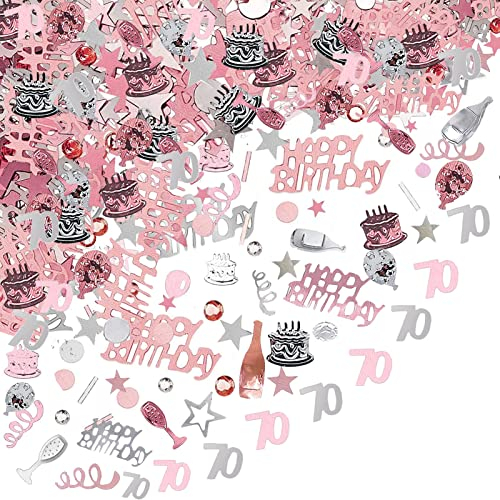 70.Geburtstag Dekorationen Konfetti Probuk Roségold Zahlenkonfetti Tischdeko Streudeko,Glitter Geburtstag Konfetti Tischdekorationen für Geburtstag Frau Mann JubiläUm Party Geschenk Tasche