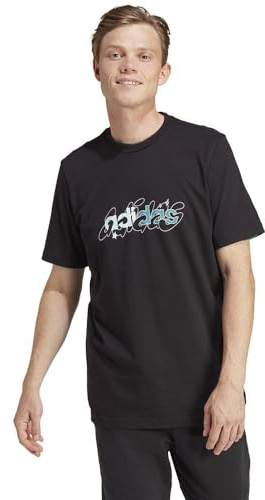 adidas Men's Illustrated Linear Graphic Tee, Black, L