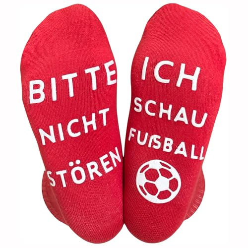 Himozoo Neuartige Lustige Socken Fußball Geschenke, BITTE NICHT STÖREN, ICH SCHAUE FUßBALL - Funny Socks für Männer, Frauen und Fußballliebhaber (Rot)