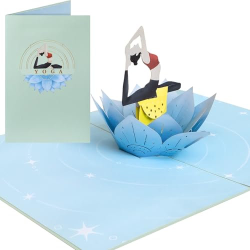 Sweetpopup® Pop-Up Karte Yoga – 3D Lotus & Meditationsfigur – Glückwunschkarte für Geburtstag, Gute Besserung, Danke & Motivation – Achtsamkeit & Balance Geschenk - Geburtagskarte für Frauen, 029