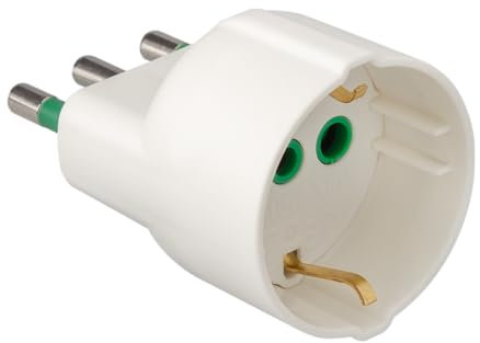 Ekon Adaptador para enchufe italiano-alemán, enchufe italiano 16 A, toma italiano-alemana 16 A, fabricado en Italia, blanco