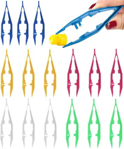 15 Pcs Pince À Épiler Anti-Statique en Plastique Non-Conducteur 100 mm Pour Perles, Bricolage, Fabrication de Bijoux et Artisanat