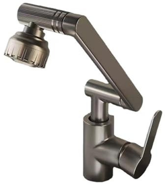 LASUN Universal Rotierenden Roboterarm Wasserhahn Haushalt Feines Kupfer Heißer Und Kalter Wasserhahn 4 Wasser Abgabe Modesr (Color : Grey, Size : Four Gear)
