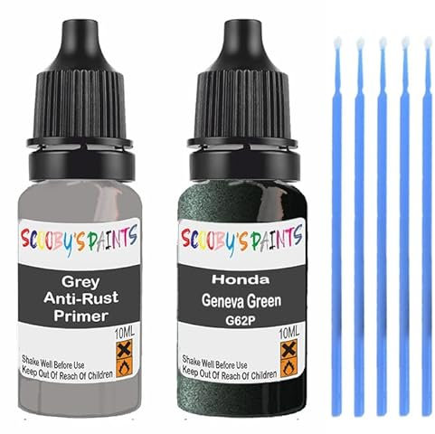 SCOOBYS PAINTS BACK IN THE MIX Touch Up Paint For Honda Geneva Green G62P Scratch Stone Chip Repair With Grey Primer