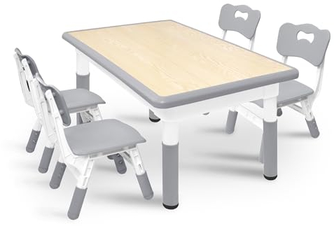Aufun Ensemble Table et Chaises pour Enfants - Réglable en Hauteur pour Maternelle et Chambre d'Enfants