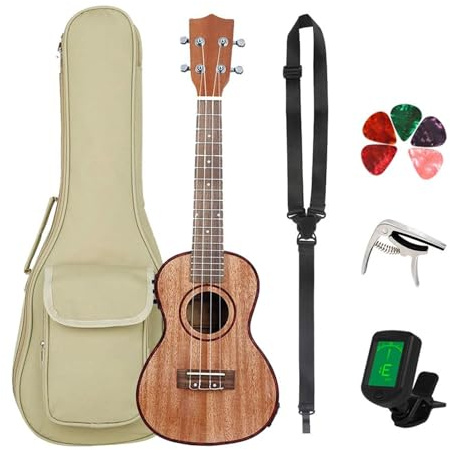 23 Zoll Sapele Holz Ukulele 4 Saiten Ukulele Gitarre Mit EQ Ukulele Bag Tuner Capo Saiten Teile Ukulele Einsteiger Kit