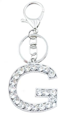 Xsclpomddy Alphabet Buchstaben Schlüsselanhänger Niedlich Schlüsselanhänger Glitzersteine Silber. Keychain für Tasche Charme,G