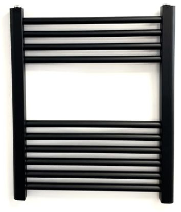 Greened House Scaldasalviette nero dritto, larghezza 500 mm x altezza 600 mm, riscaldamento centralizzato piatto