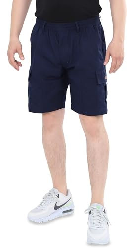 Ben Creek - Herren Freizeithose - Bermuda Short für Urlaub & Alltag - Kurze Trekkinghose mit Gummizugbund - Cargoshort mit Multitaschen QSH01K - dunkelblau XXL