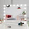 Ereousa Hollywood Spiegel mit dimmbarer Beleuchtung, 70x55 cm Schminkspiegel mit 17 LED-Lichtern, 3 Lichtfarben und Touchscreen, langlebiger Schminktisch Spiegel für Make-up