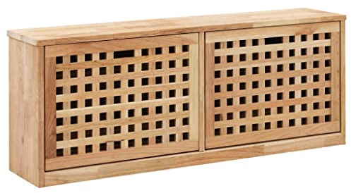 Generisch Schuhregal Massivholz Schuhschrank Nussbaum mit 3 Ablagefächern Schuhregal Schuhkipper Schuhaufbewahrung Schuhkommode Schuhständer 55x20x104cm Natur