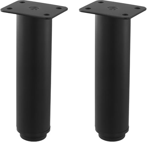 QWORK® Lot de 2 Pieds de Meuble réglables en Hauteur 150-250 mm, Pied reglable pour Meuble, Noir, idéal pour Les armoires, Tables et Meubles de Bricolage