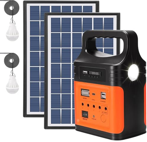 15000mAh Generatore Di Portatile Con Pannello Solare, Centrale Elettrica Ricarica Rapida Type-C,Torcia A LED,FM, Generatore Solare Per L'Alimentazione Di Backup A Casa All'Aperto per campeggio