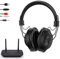 ROSIDA Cuffie wireless per guardare la TV con trasmettitore, cuffie TV wireless per anziani, gamma 295 m, con ottica, AUX, RCA e USB, controllo alto volume, lunga durata, nessun ritardo, nero