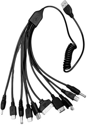 Gissroys Multifunzionale 10 In 1 Cavo di Ricarica USB Molla A Spirale Cavo di Sincronizzazione Dati Filo Per Più Dispositivi Portatile 25 centimetri Lunghezza
