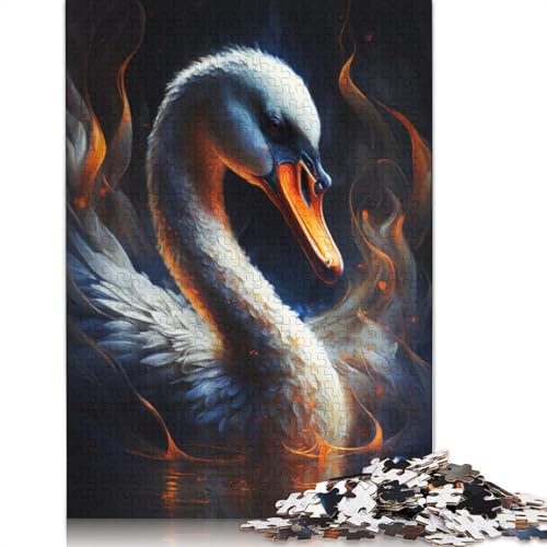 Puzzle für Erwachsene, Feuertier-Schwan, 1000 Teile, Holzpuzzle für Erwachsene und Jugendliche ab 12 Jahren, Lernspiel, Größe: 75 x 50 cm