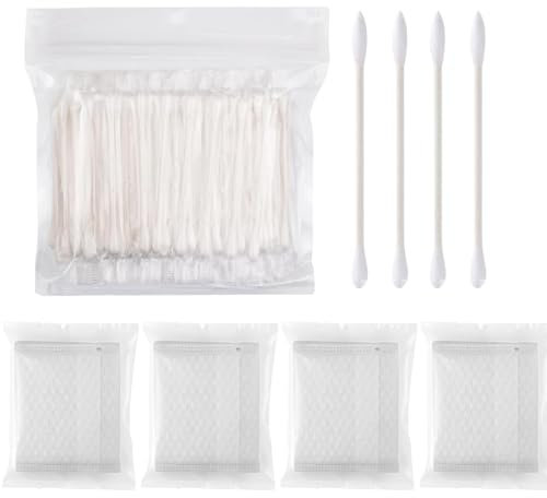 SIRLOMU 100pcs Bâtonnets en Fibre de Bambou et 20pcs Pads en Coton, 100% Coton Bio-dégradable, Bâtonnets Écologiques pour Bébés, Bâtonnets de Nettoyage
