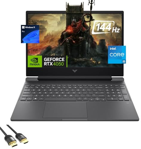 HP Victus Gaming Laptop, 15.6 144Hz FHD, 8-Core i5-13420H, NVIDIA RTX 4050 6GB GPU, 16GB RAM, 1TB SSD, Backlit KB, WiFi 6, Webcam, KeyPad, USB-C, PDG HDMI Cable, US Version KB, Win 11 Pro