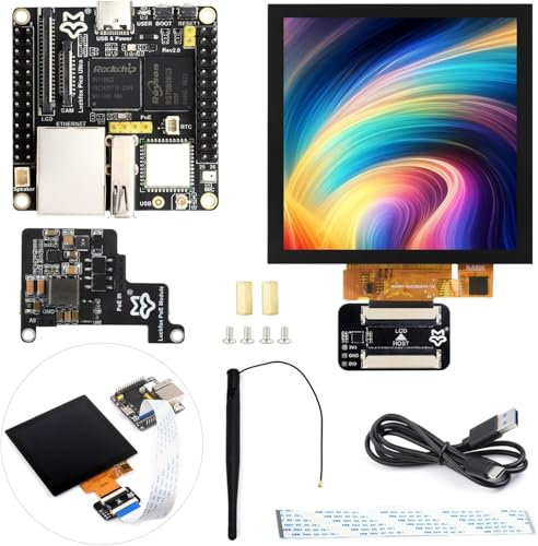 TUOPUONE Pico Ultra RV1106 Carte de développement Linux Micro intègre des processeurs ARM Cortex-A7/RISC-V MCU/NPU/ISP avec module PoE sans fil inclus avec écran tactile IPS 720 x 720 10,2 cm