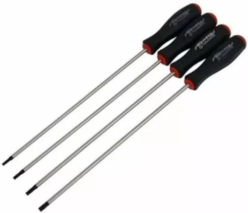 4-Piece Extra Long Torx Screwdriver Set with Magnetic Tips T15 T20 T25 T30 250mm | Diamond Coating Ergonomic Handles & Tamper-Proof Design