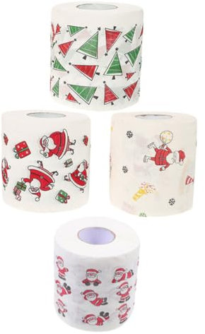 Ipetboom 4rollen Weihnachts-toilettenpapier Mit Festlichem Muster Dekoratives Klopapier Für Badezimmer Und Tischdekoration Für Weihnachtszeit