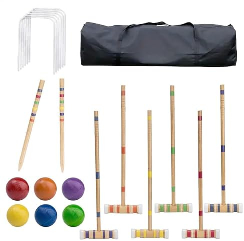 Genérico Croquet Set: Komplettes Krocket-Set für Familie und Kinder, im Freien mit Schlägeln, Bällen und Wickets | Tragbares Set für Hinterhof und Rasen | Croque Spiel