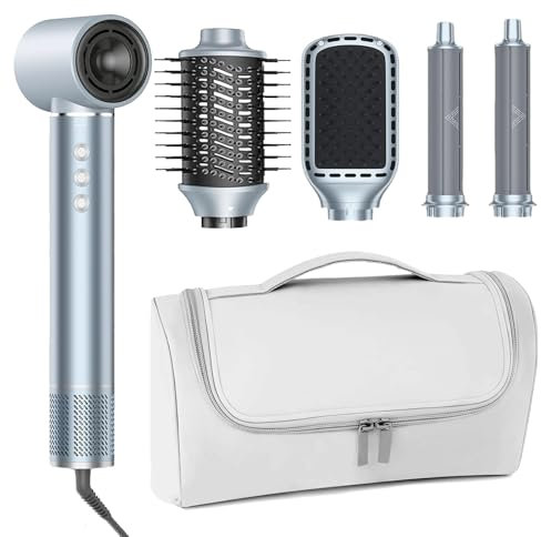 5-in-1-Heißluftstyler, Haarstyler-Haartrocknerbürste, Ionen-Föhnbürste Lockenwickler-Volumizer-Glätte für alle Haartypen, Stylingbürsten mit Reisetasche