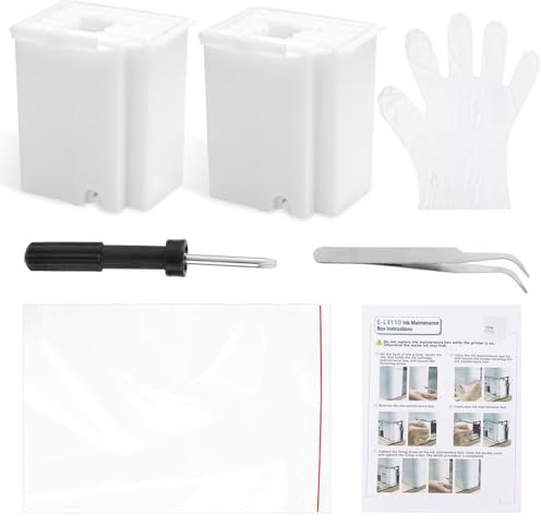 Tinoaly 2St Ersatz Resttintenkissen Kompatibel mit EPSON Ecotank ET-2800 ET-2803 ET-4800 ET-2400 ET-2720 ET-4700 ET-2711 L3110 L3250 L3150 L3210 Drucker, Resttintenkissen mit Saugfähigem Schwamm