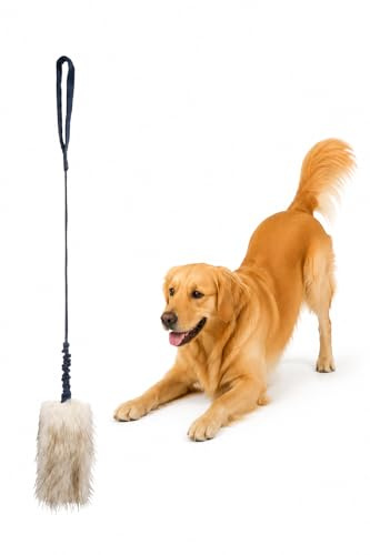 Flamingo Hundespielzeug – Fauxtra Chaser Bungee Langplüsch Weiß L – elastischer Griff – Länge 100 cm