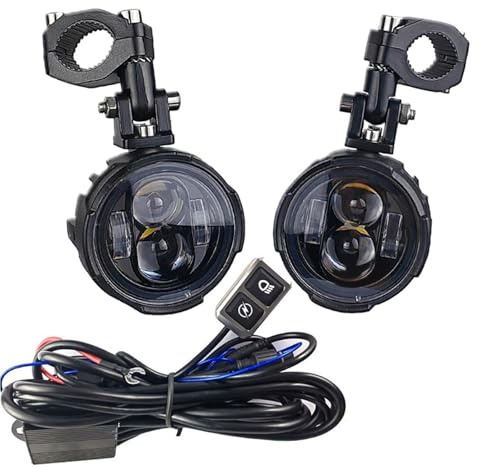 Feux Avant Moto Phare Antibrouillard LED 100 W pour Moto, Éclairage Auxiliaire De Conduite, Projecteur, Double Couleur, Clignotant Phare Avant Moto