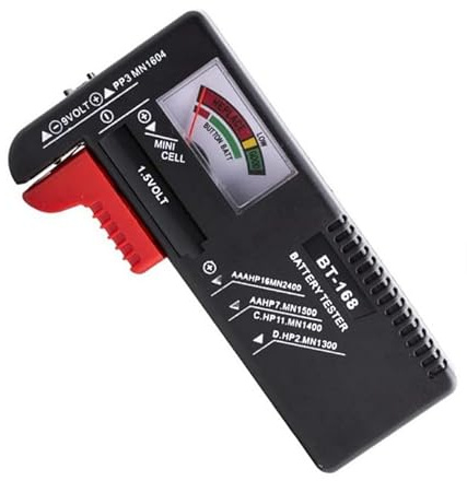 BT-168 Batterietester – Universal Battery Tester für 1,5V / 9V / AA/AAA/C/D/Knopfzellen – Kompakt & Batterielos – Farbskala für Gut/Niedrig/Ersetzen