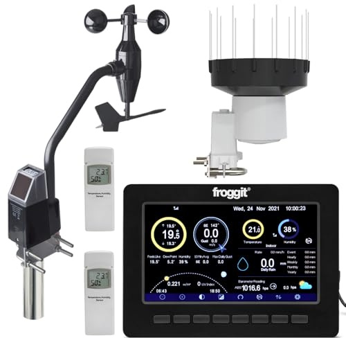 froggit PRO HP1000SE PRO Station météo sans fil Wi-Fi avec capteur unique | Serveur météo, Internet, noir
