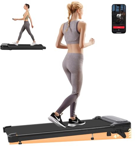 Panana Incline Treadmill with App Control, Low Noise Walking Pad for Home Office, Portable Under Desk Running Machine with Remote Control for Apartments, Home Use