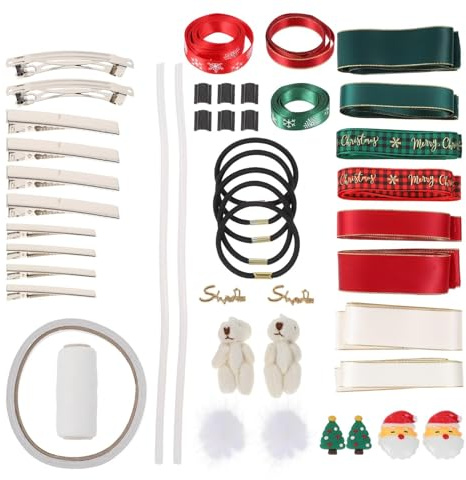 VILLCASE Weihnachtsband-set mit Motiven Diy-haarband-set Schleifenband für Haarschmuck und Basteln Kürzbar Gewünschte