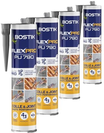 Bostik Mastic Colle & Joint Polyuréthane Flexpro PU 790 Gris anthracite Ral 7016, Multi-Usages, Intérieur et Extérieur, Cartouche de 300 ml (Lot de 4)