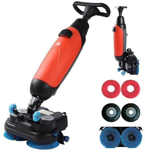 Cordless Tile Polisher and Floor Scrubber Automatic, 2x200W Adjustable Brushes, 4L+6L Separate Water Tanks Floor Cleaner for Office & Hotel