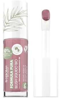 Deborah Milano - Blush Liquido Formula Pura Biologico, Texture Morbida e Leggera, Finish Naturale e Luminoso, Colore 02 Soft Rose, 3.5ml
