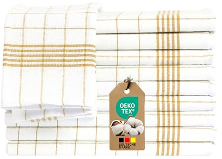 Loomiva 10er Set Geschirrtuecher 50x70 cm | Gelb für Haushalt und Küche | 100% Baumwolle | Öko-TEX Standard 100