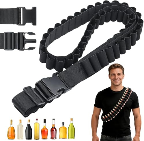 HHDESHSL Klopfer Gürtel, 130cm 27 Loch Schnaps Klopfer Gürtel Halter, Schnapsgürtel, Patronengürtel Kompatibel, Klopfergürtel Zapfanlage für Junggesellenabschied, Partygeschenk