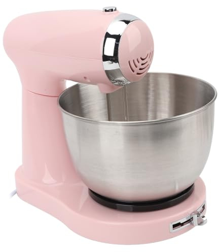 Rengue Batteur électrique sur Socle, Mélangeur Alimentaire à Tête Inclinable à 5 Vitesses de 350 W avec Bol en Acier Inoxydable de 3,2 L, Crochet à Pâte, Fouet et Batteur pour le