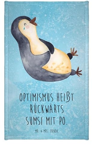 Mr. & Mrs. Panda Gäste Handtuch Pinguin Lachen - Geschenk, lustiger Spruch, Kinder Handtuch, Sport Handtuch, Frottier, Humor, Gästetuch, Pinguine,