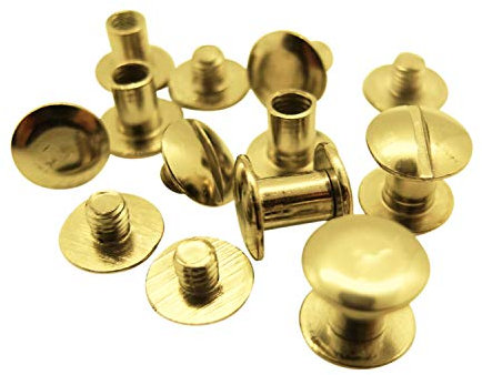 Gobrecht & Ulrich 25 x 5mm Book Binding Screws & Posts - Brass-coloured - Chicago Screws - 10mm head, 5mm hole diameter - Various Lengths
