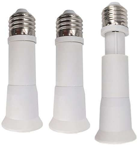 DZYDZR 3 Stück Weiß 110-135mm Länge Einstellbar Verlängerung E27 auf E27 Extender LED-Lampen Basis Adapter