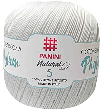 Panini Tessuti, Gomitolo Cotone Phylum Tit.5 - Made in Italy - Disponibile più colori per lavori a uncinetto - 100g - 450 m - Fai da te, Filati, Cotone